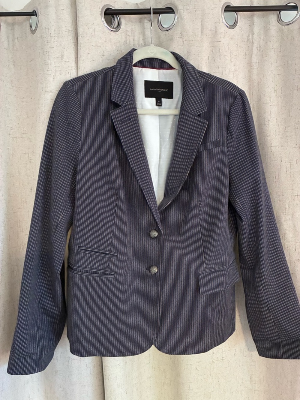 Banana Republic Navy Pinstripe Tailored Blazer